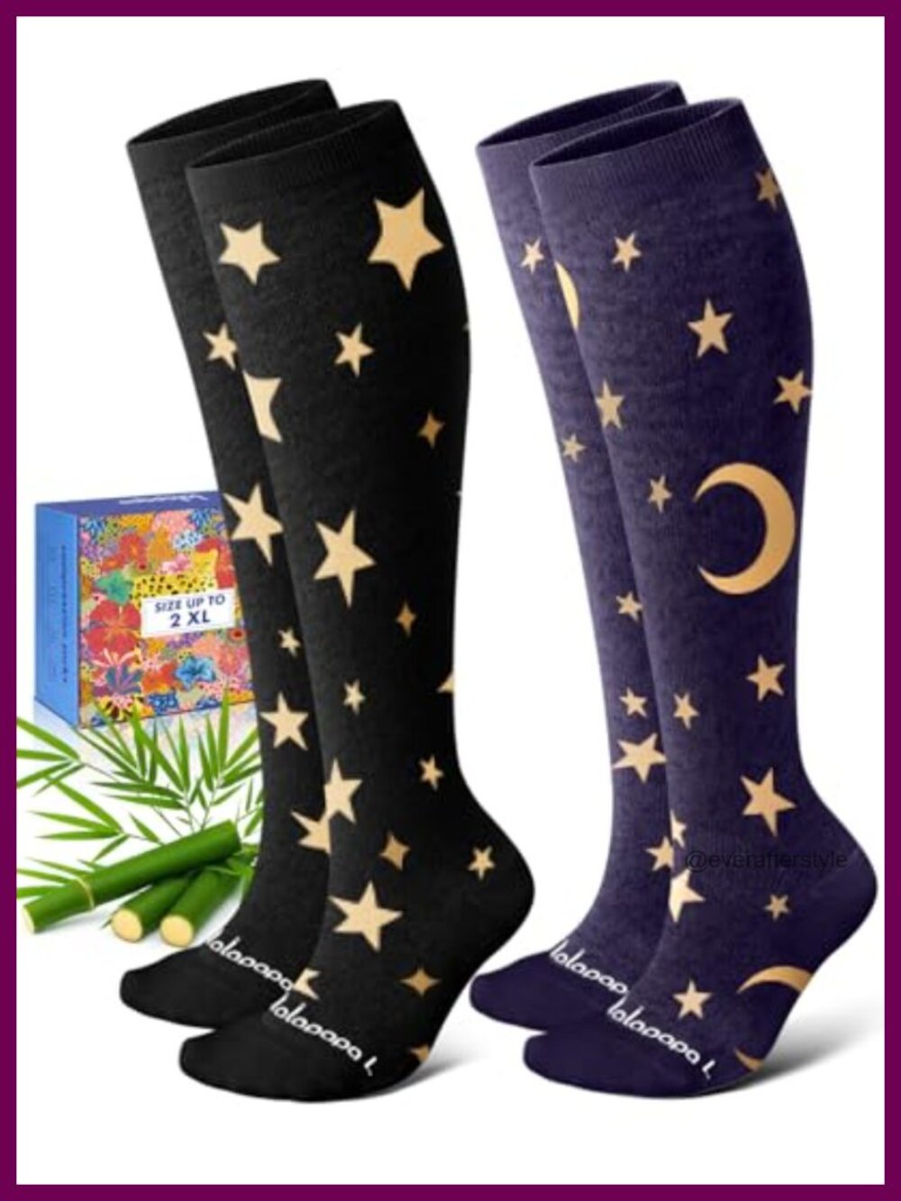 Bamboo Viscose Compression Socks 15-20 mmHg Knee High Support